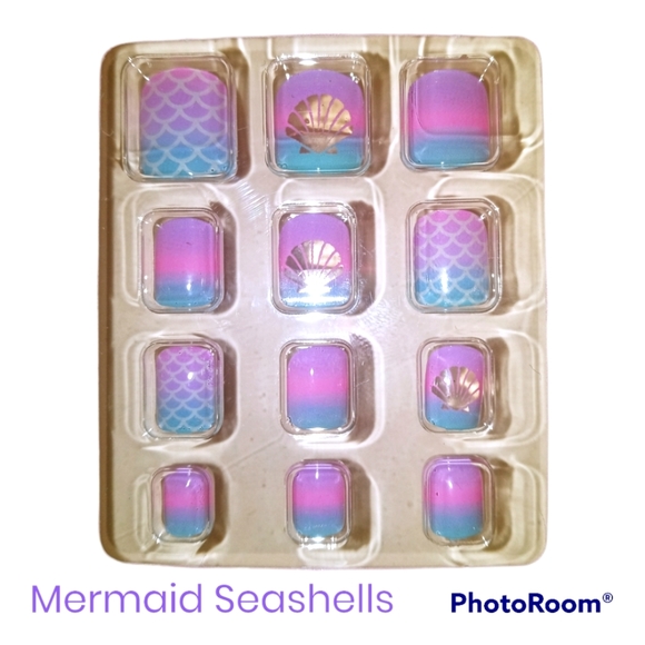 Girls Fashion Stick-on Nails. Mermaid/Shells & Summer Fruit Fun! - Picture 3 of 5